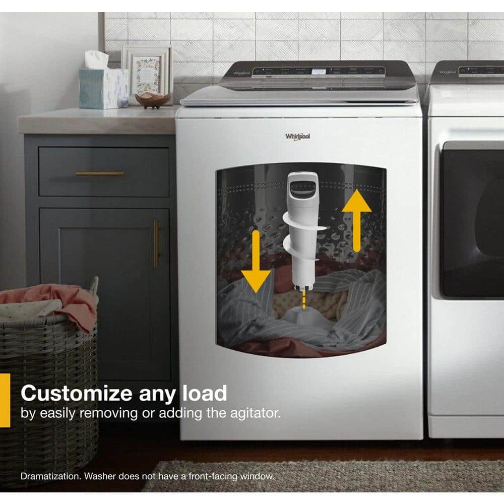 Whirlpool 5.2 - 5.3 cu. ft. Smart Top Load Washing Machine in White with 2 in 1 Removable Agitator, ENERGY STAR