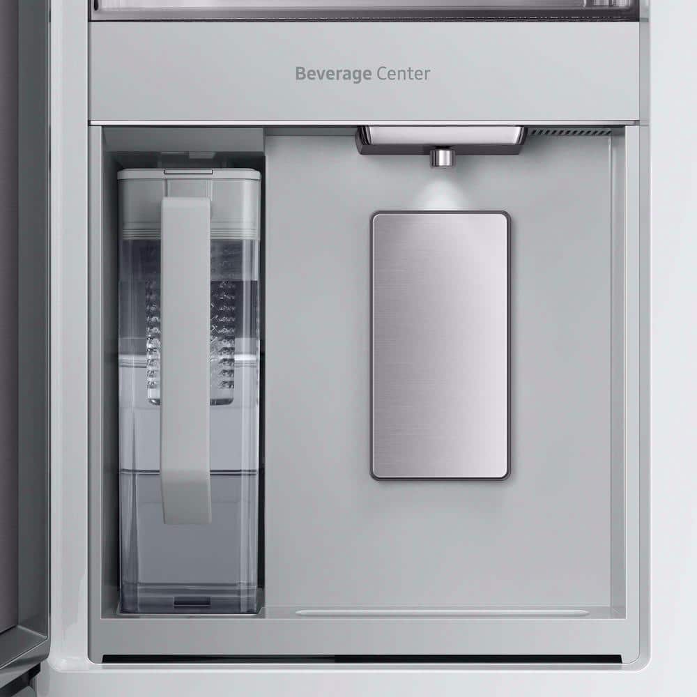 Model #RF29BB890012 Samsung Bespoke Standard-Depth Family Hub 28.6-Cu. Feet 4 -Door Smart Compatible French Door Refrigerator with Dual Ice Maker with water dispenser and Door within Door ( White Glass ) ENERGY STAR Certified