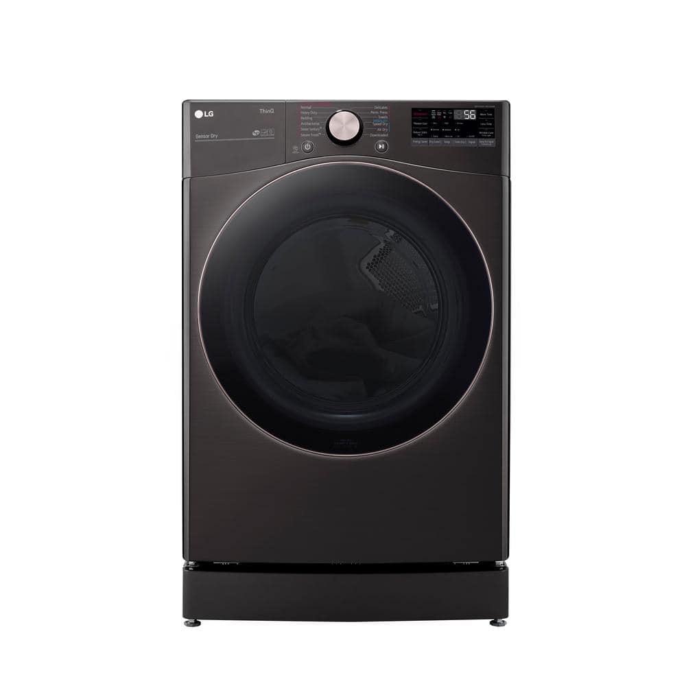 LG 7.4 Cu. Ft. Vented SMART Stackable Electric Dryer in Black Steel with TurboSteam and Sensor Dry Technology , DLEX4000B