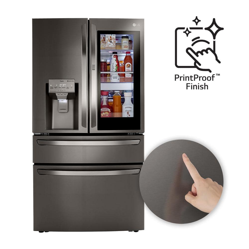 LRMVC2306D LG Counter-Depth Craft Ice 22.5-Cu. Feet 4 -Door Smart Compatible French Door Refrigerator with Dual Ice Maker with water and Ice dispenser and Door within Door ( PrintProof Black Stainless Steel ) ENERGY STAR Certified