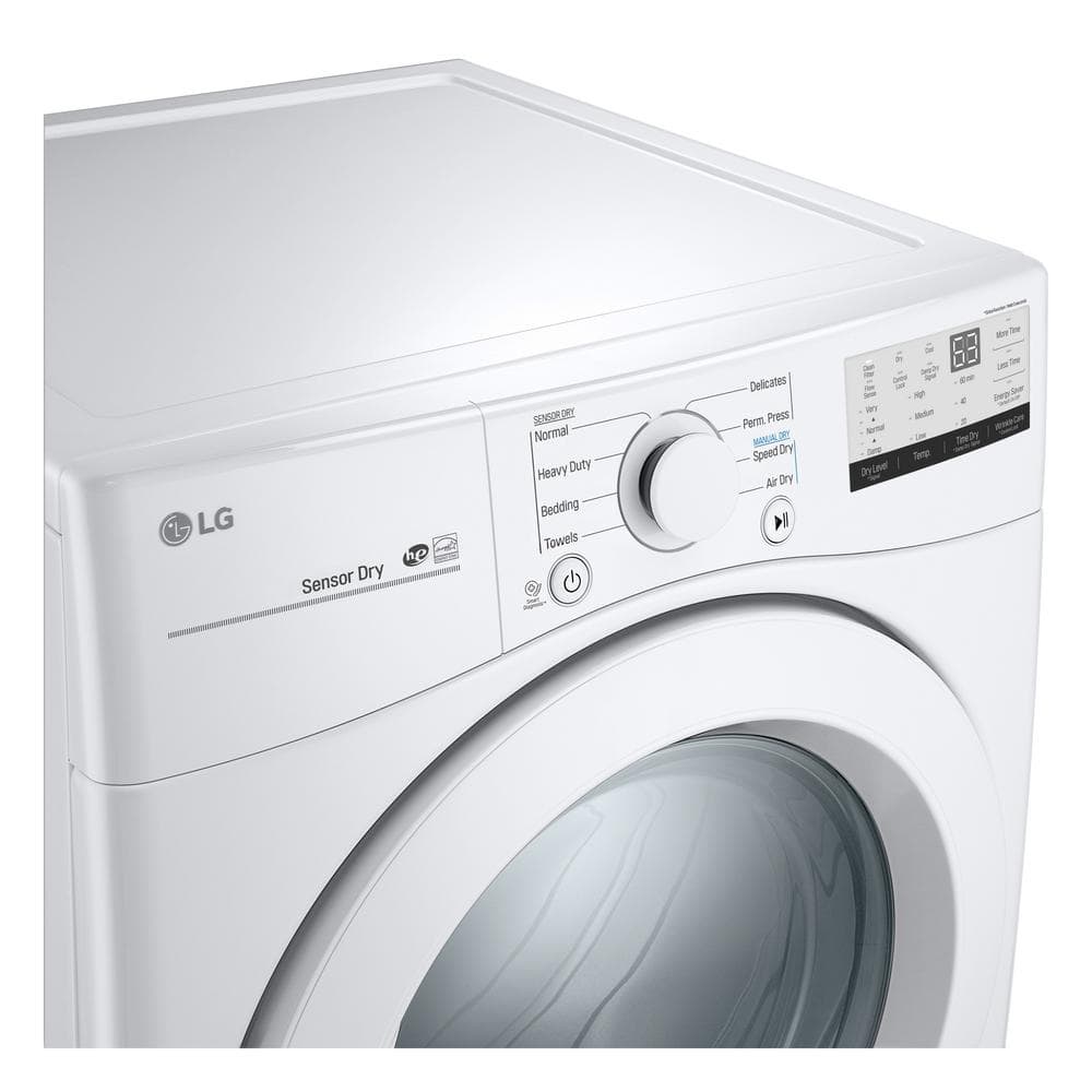 LG 7.4 Cu. Ft. vented Stackable Electric Dryer in White with Sensor Dry