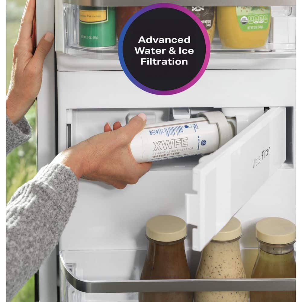 Model #PVD28BYNFS GE Profile Standard-Depth 27.9-Cu. Feet 3 -Door Smart Compatible French Door Refrigerator with Ice Maker with water and Ice dispenser and Door within Door ( Fingerprint-resistant Stainless Steel ) ENERGY STAR Certified