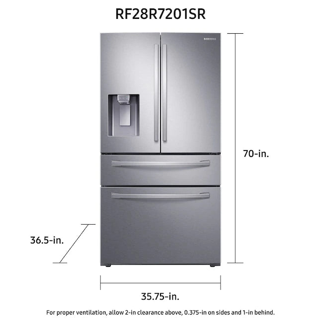 Samsung 28-cu ft 4-Door Smart French Door Refrigerator with Ice Maker (Fingerprint Resistant Stainless Steel) ENERGY STAR - WL APPLIANCES