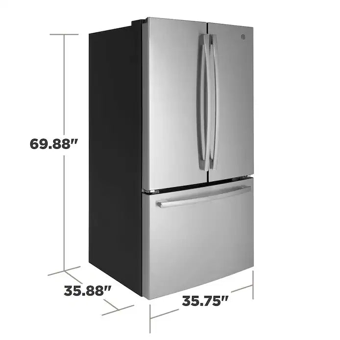 OPEN BOX  GE French Door 27-cu ft Refrigerator & 30-in Slide-in Electric Range Suite in Stainless Steel