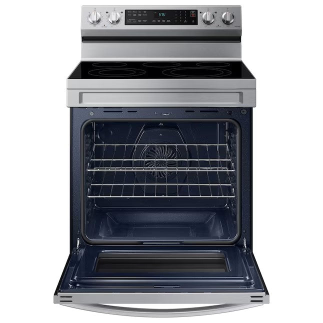 OPEN BOX Samsung 30 in Smooth Surface 5 Elements 6.3-cu ft Self and Steam Cleaning Air Fry Convection Oven Freestanding Smart Electric Range
