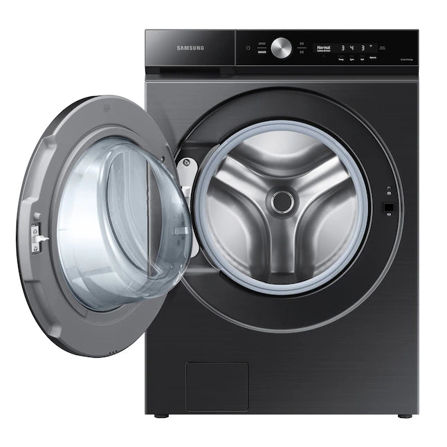 Samsung - Bespoke 5.3 cu. ft. Ultra Capacity Front Load Washer with Super Speed Wash and AI Smart Dial - Brushed Black - WL APPLIANCES