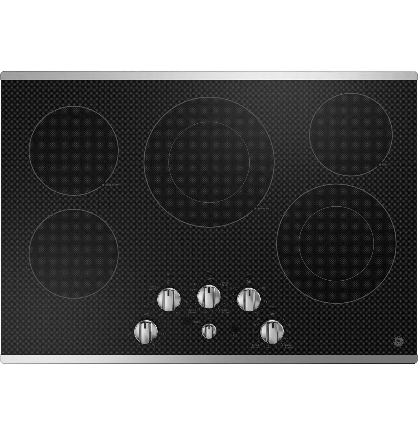 Open box GE 30-in 5 Element Electric Cooktop and 30-in Smart Double Wall Oven paired with 30-in Undercabinet Range Hood Suite in Stainless Steel