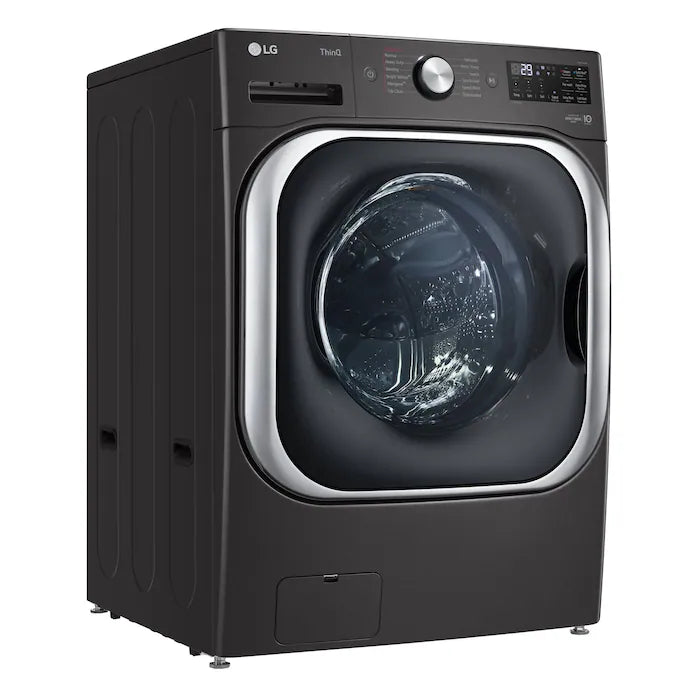 OPEN BOX LG TurboWash Stackable Steam Cycle Front-Load Black Steel Washer & Dryer
