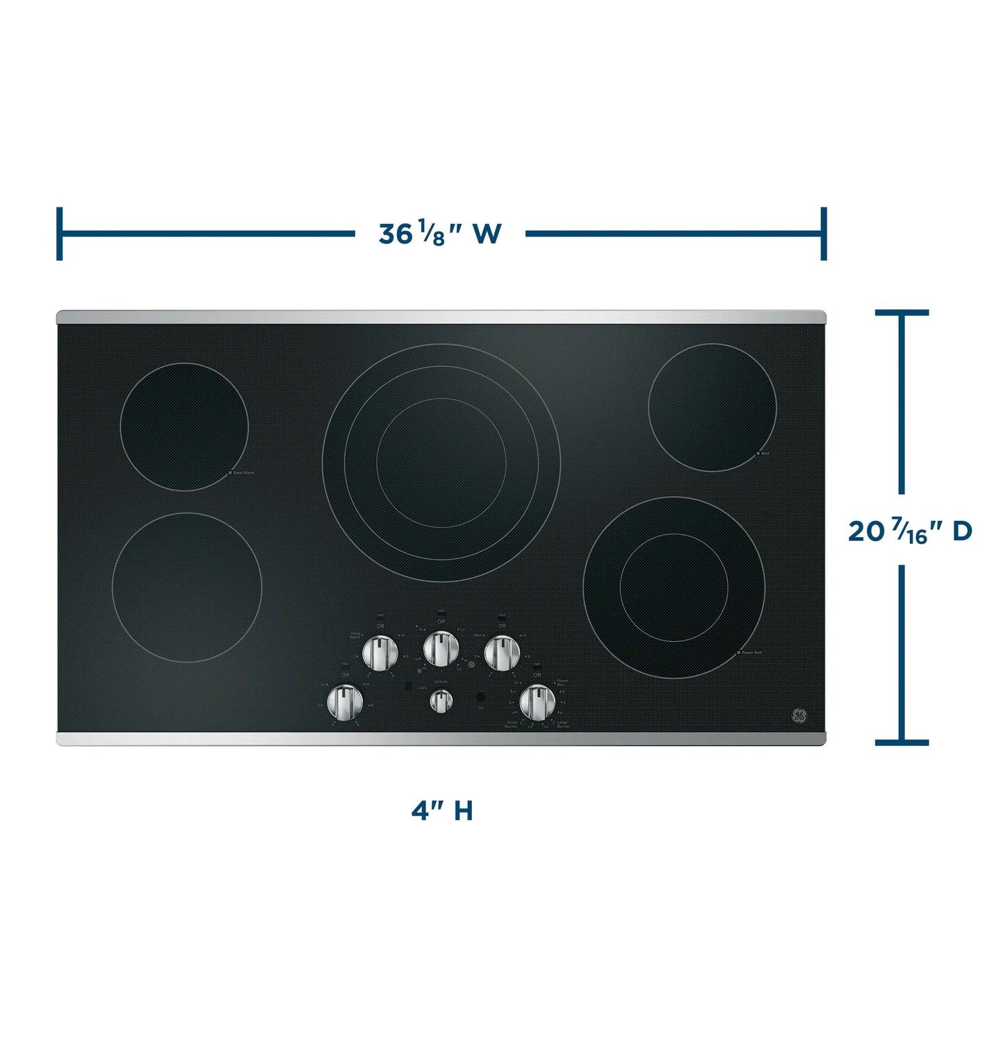 OPEN BOX 36-in 5 Element Electric Cooktop and 30-in Smart Convection Single Wall Oven paired with 1.7 Cu Ft Over-the-Range Microwave Suite in Stainless Steel