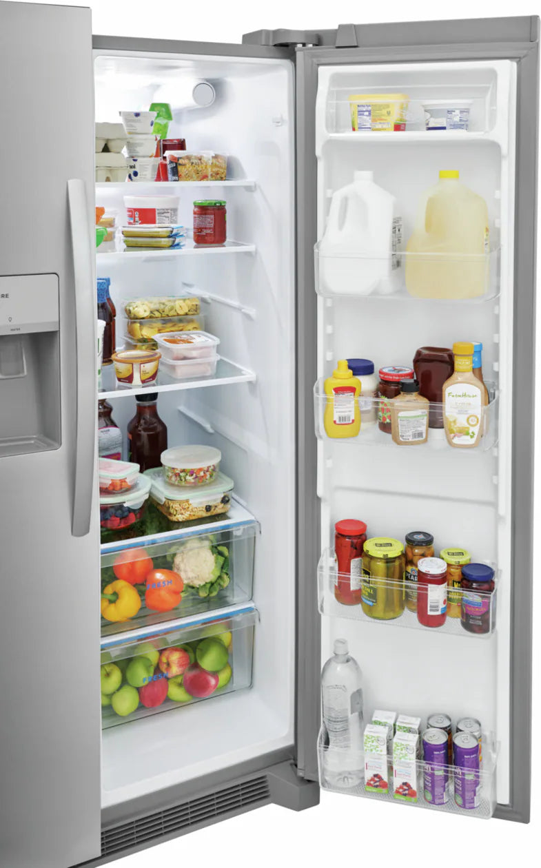 FRSS26L3AF Frigidaire 25.6-cu ft Side-by-Side Refrigerator with Ice Maker, Water and Ice Dispenser (Fingerprint Resistant Stainless Steel) ENERGY STAR