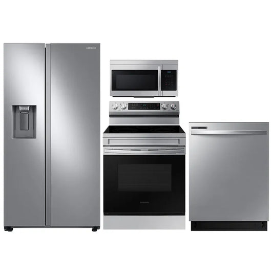 OPEN BOX  Samsung Side-by-Side Refrigerator and Electric Range in Stainless Steel
