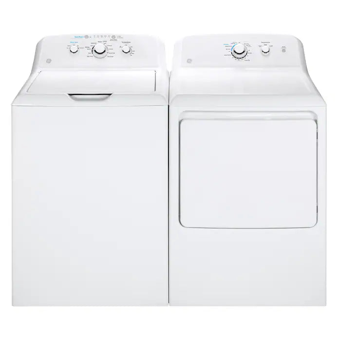 OPEN BOX GE Top Load 4.2 cu ft Washer with Stainless Steel Basket & 7.2 cu ft Dryer Set in White