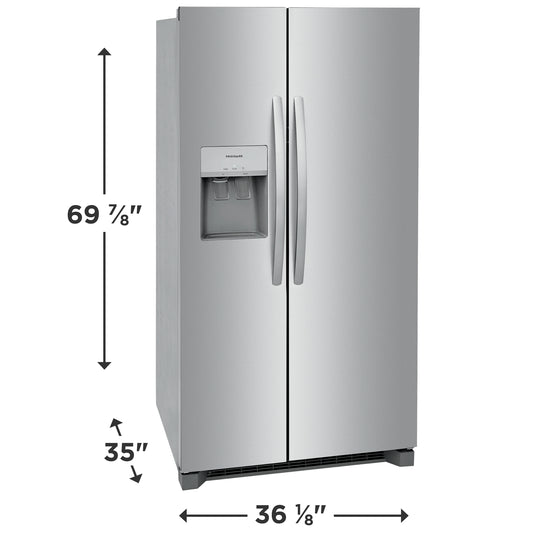 FRSS26L3AF Frigidaire 25.6-cu ft Side-by-Side Refrigerator with Ice Maker, Water and Ice Dispenser (Fingerprint Resistant Stainless Steel) ENERGY STAR
