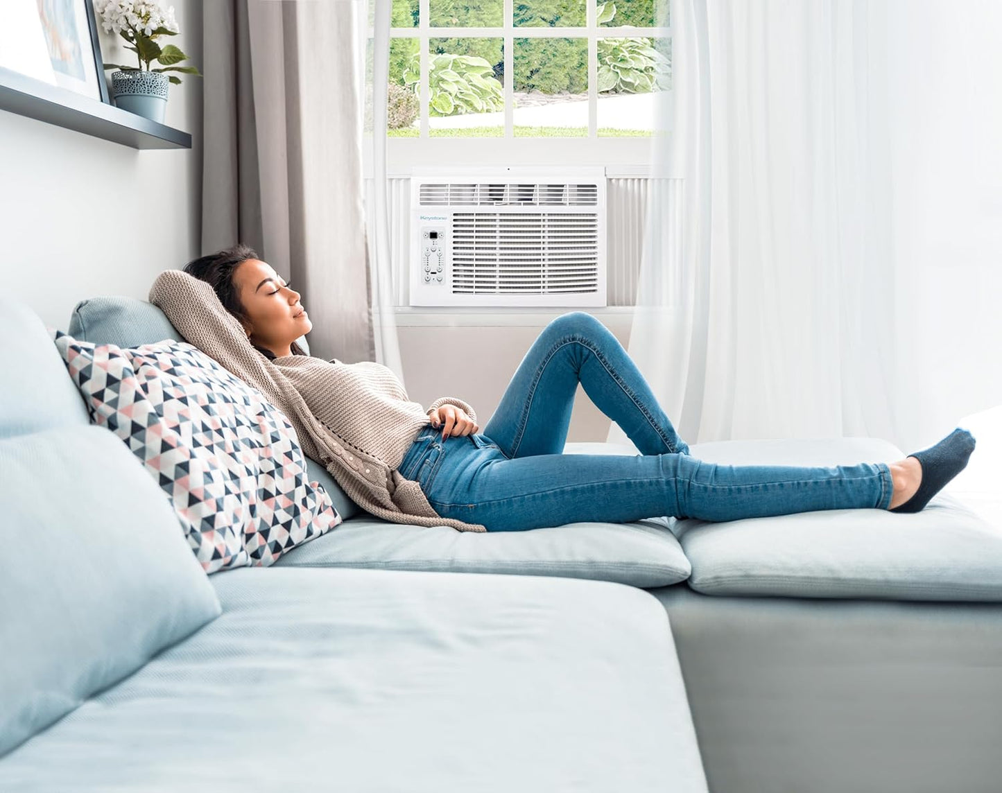 Keystone 5,000 BTU Window Air Conditioner and Dehumidifier, Window AC Units for Apartment, Living Room, Bathroom, and Small Rooms up to 150 Sq.Ft., Quiet Window Air Conditioners with Remote Control
