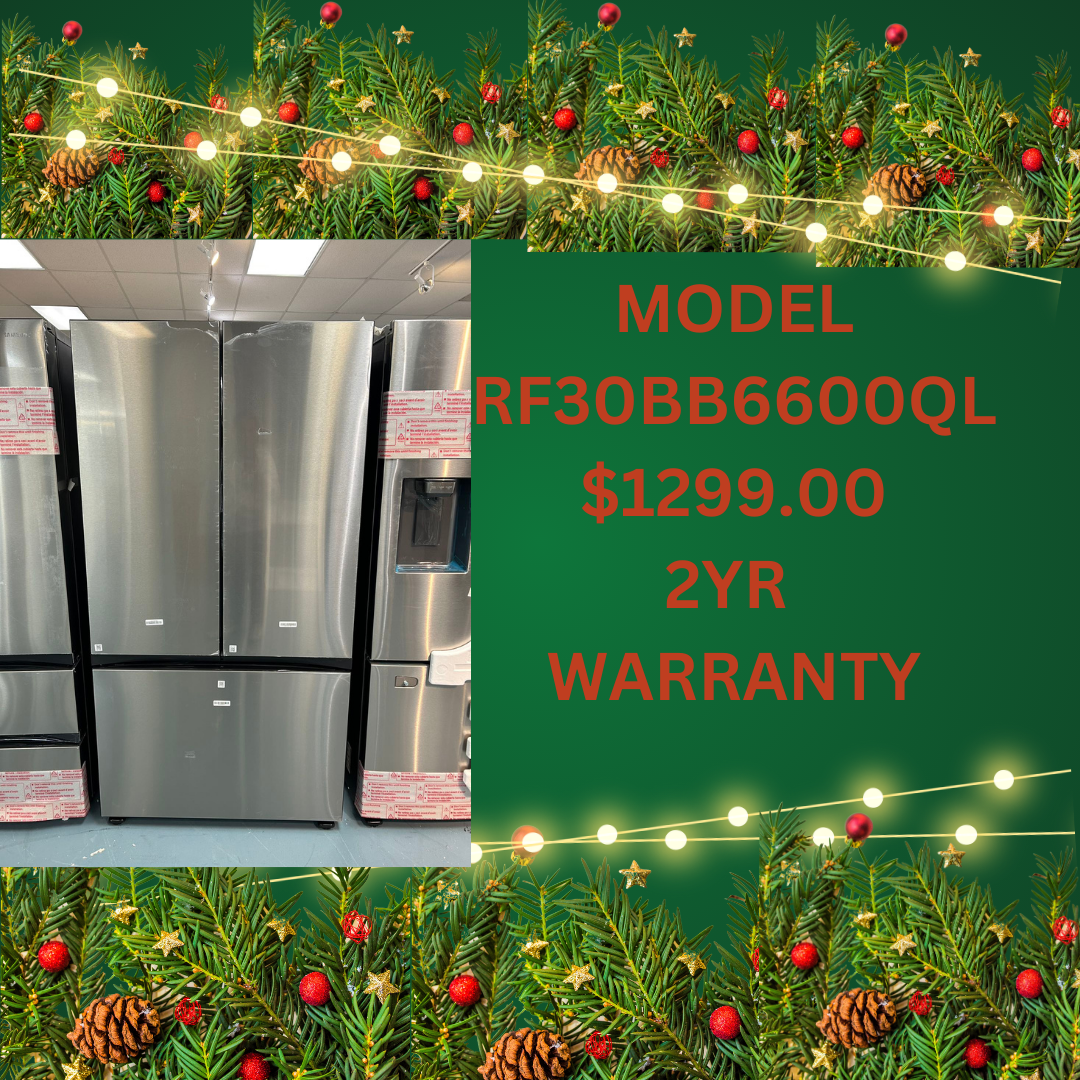open box Bespoke 30 cu. ft. 3-Door French Door Smart Refrigerator with Beverage Center in Stainless Steel