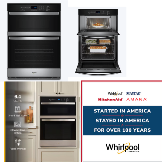 Whirlpool 30 inch Self-cleaning Microwave Wall Oven Combo ( Stainless Steel )Model #WOEC3030LS