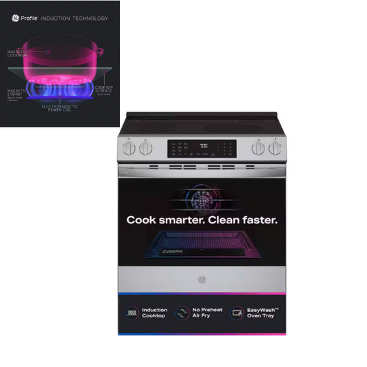 GE 30 in Smart Slide-In Induction and Convection Range with No Preheat Air Fry and EasyWash️ Oven tray