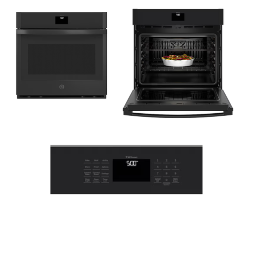 Model #JTS5000DVBB GE 30 inch Single Electric Wall Oven with Air Fry True Convection and Self + Steam Cleaning ( Black )