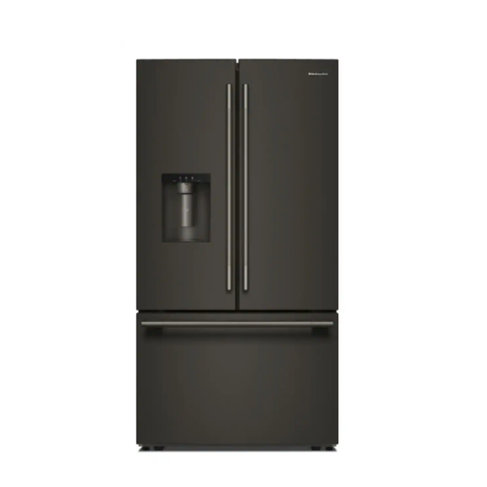 Model: KRFF436SBE KitchenAid - 30 Cu. Ft. French Door Refrigerator with Exterior Water and Ice - Black Ore