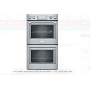 Thermador Professional Series POD302W 30 Inch Double Convection Smart Electric Wall Oven with 9 cu. ft. Total Capacity, True Convection, Self-Clean Mode, 16 Cooking Modes, and Sabbath Mode