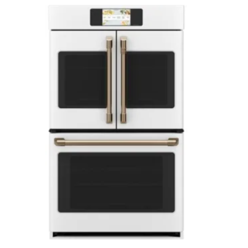 Cafe CTD90FP4NW2 30 Inch Double Convection Smart Electric Wall Oven with 10 Cu. Ft. Total Oven Capacity, True European Convection Oven, Self-Clean, Steam Clean Option, No-Preheat Air Frying, Warming, Proof, Sabbath Mode, and UL Listed: Matte White