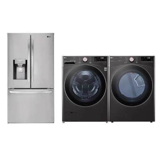 model  LRFS28XBS LG Standard-Depth 27.7-cu ft 3 -Door Smart Compatible French Door Refrigerator with Ice Maker with Water and Ice Dispenser ( Printproof Stainless Steel ) ENERGY STAR Certified+LG WM4000HA-DLEX4000 WASHER DRYER SET
