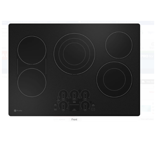 GE Profile PEP9030DTBB 30 Inch Electric Smart Cooktop with 5 Elements, Smooth Glass Surface, SyncBurners, Tri/Dual Ring Elements, Wi-Fi, Guided Cooking, Touch Controls, Power Boil, Precision Temperature Control, and ADA Compliant
