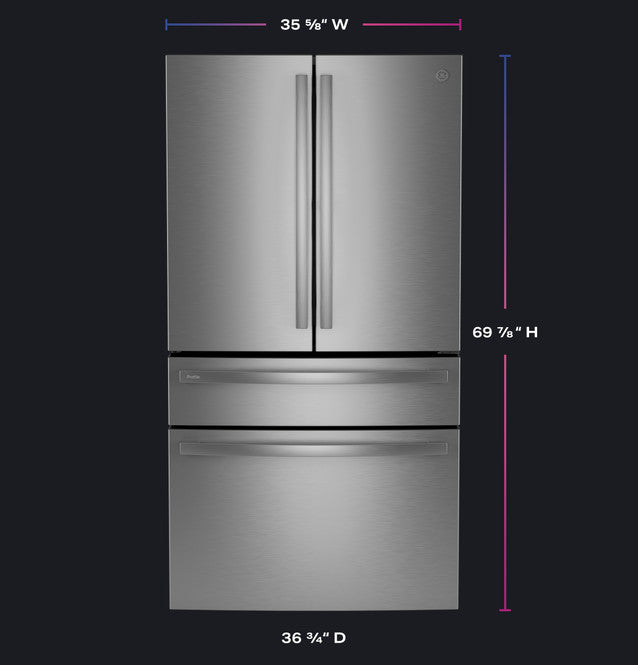 GE Profile 29 cu. ft. Smart 4-Door French-Door Refrigerator Stainless Steel w/Door in Door, Dual-Dispense AutoFill Pitcher