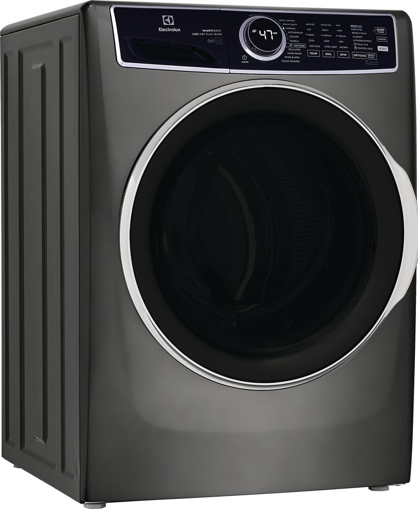 4.5 cu. ft. Stackable Front Load Washer in Titanium with SmartBoost, Optic Whites, and Pure Rinse washer dryer set ELFW7637AT