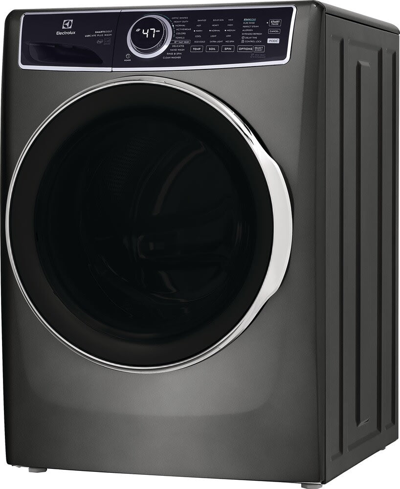 4.5 cu. ft. Stackable Front Load Washer in Titanium with SmartBoost, Optic Whites, and Pure Rinse washer dryer set ELFW7637AT
