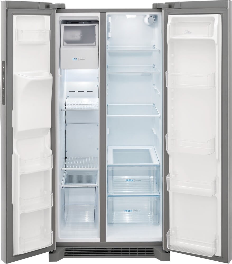 Frigidaire 22.3-cu ft Side-by-Side Refrigerator with Ice Maker, Water and Ice Dispenser (Stainless Steel) ENERGY STAR Model #FRSS2323AS
