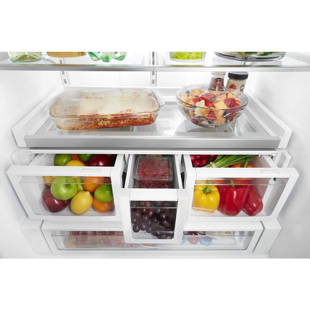 Model #WRF767SDHZ Whirlpool Standard-Depth 26.8-Cu. Feet 3 -Door French Door Refrigerator with Dual Ice Maker with water and Ice dispenser ( Fingerprint Resistant Stainless Steel ) ENERGY STAR Certified