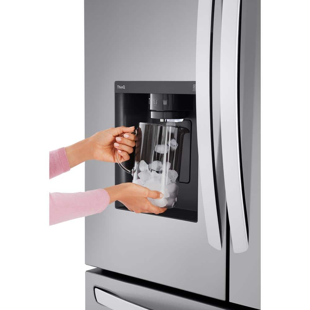 Model #LRFXC2606S  LG Counter-Depth MAX 25.5-Cu. Feet 3 -Door Smart Compatible French Door Refrigerator with Dual Ice Maker with water and Ice dispenser ( PrintProof Stainless Steel ) ENERGY STAR Certified