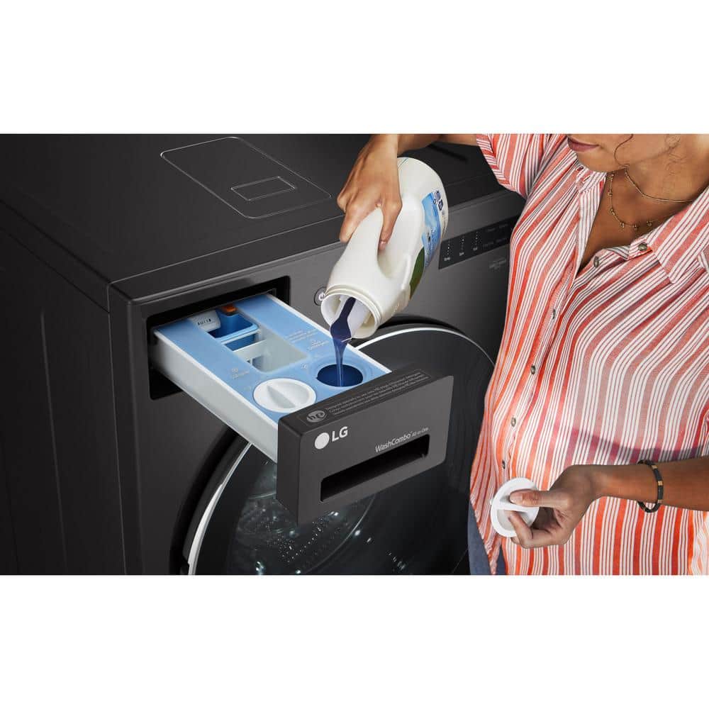 LG 5.0 cu. ft. Mega Capacity Smart Front Load Electric All-in-One Washer Dryer Combo with TurboWash360 WiFi in Black Steel