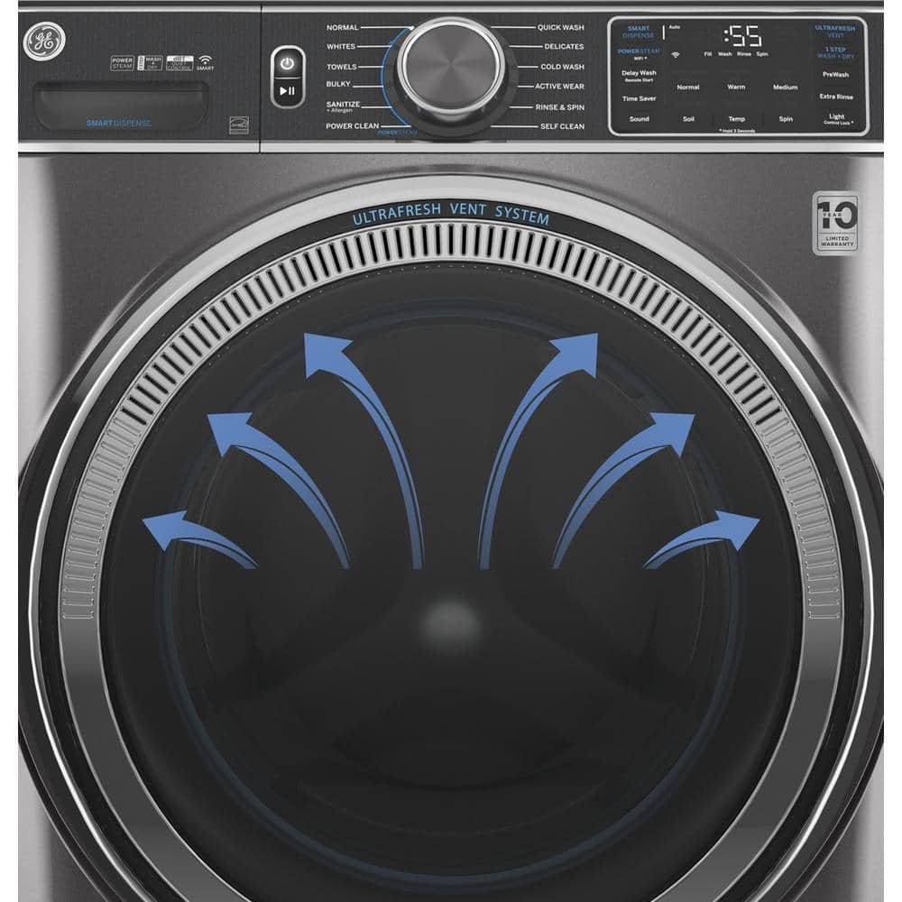 Model #GFW655SSVWW GE 5.0-Cu. Feet Stackable Steam Cycle Smart Front-Load Washer ( White ) ENERGY STAR