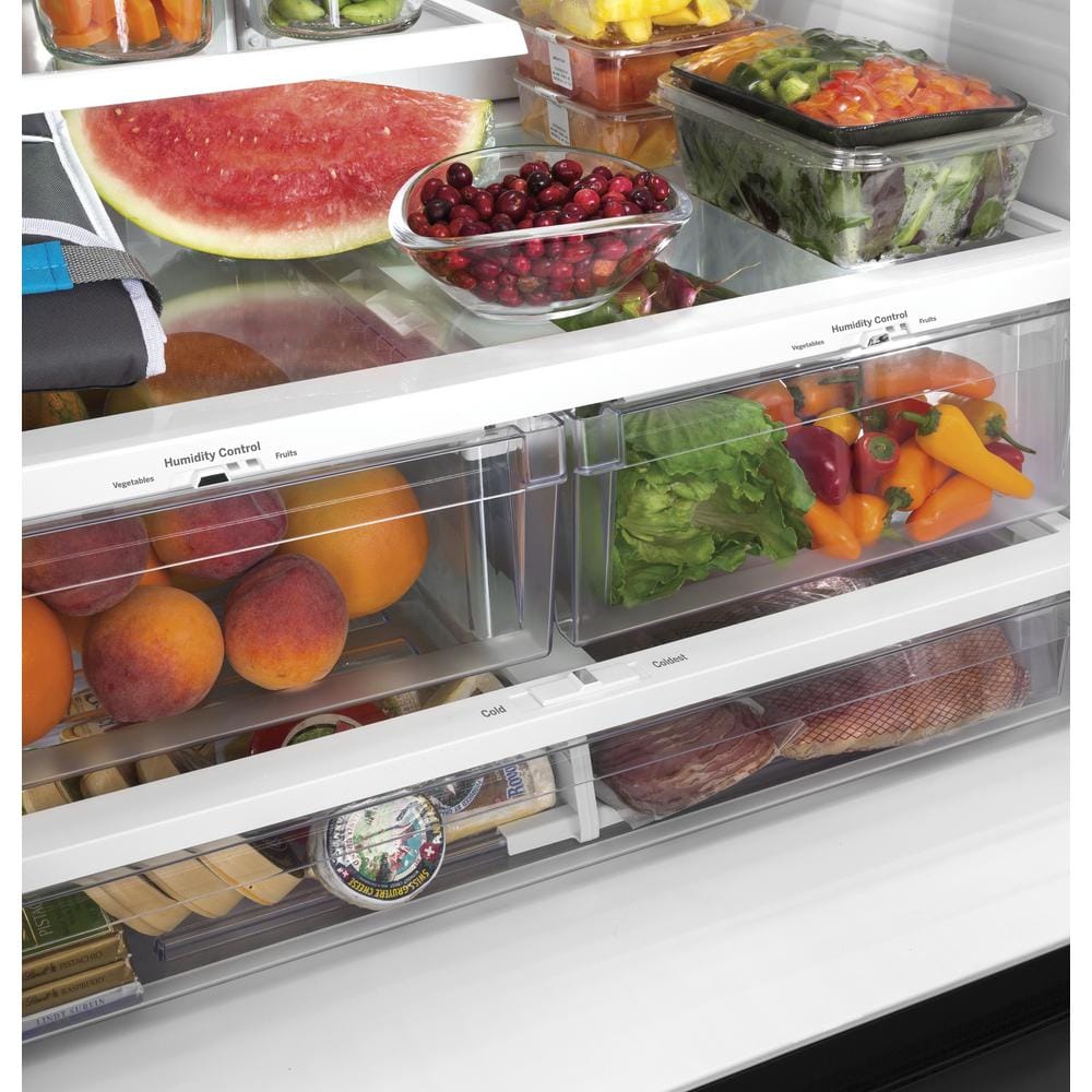 GNE27JYMFS GE Standard-Depth 27-Cu. Feet 3 -Door French Door Refrigerator with Ice Maker with water dispenser ( Fingerprint-resistant Stainless Steel ) ENERGY STAR Certified
