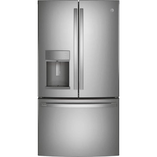 Model #PFE28KYNFS GE Profile Standard-Depth 27.8-Cu. Feet 3 -Door French Door Refrigerator with Ice Maker with water and Ice dispenser ( Fingerprint-resistant Stainless Steel ) ENERGY STAR Certified