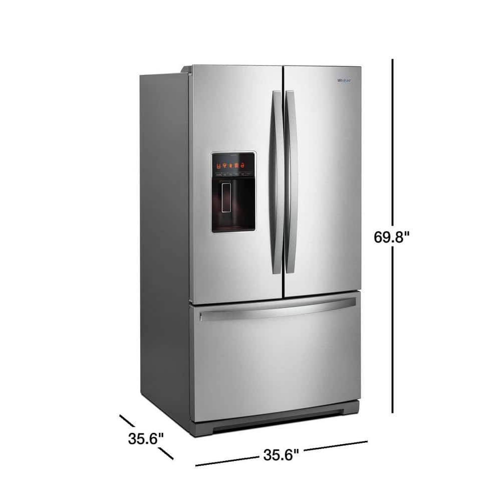 Model #WRF767SDHZ Whirlpool Standard-Depth 26.8-Cu. Feet 3 -Door French Door Refrigerator with Dual Ice Maker with water and Ice dispenser ( Fingerprint Resistant Stainless Steel ) ENERGY STAR Certified
