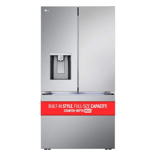 Model #LRYXC2606S LG Counter-Depth MAX and 4 Types of Ice 25.5-Cu. Feet 3 -Door Smart Compatible French Door Refrigerator with Dual Ice Maker with water and Ice dispenser ( PrintProof Stainless Steel ) ENERGY STAR Certified