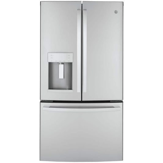 Model #GYE22GYNFS GE Counter-Depth 22.2-Cu. Feet 3 -Door French Door Refrigerator with Ice Maker with water and Ice dispenser ( Fingerprint-resistant Stainless Steel ) ENERGY STAR Certified