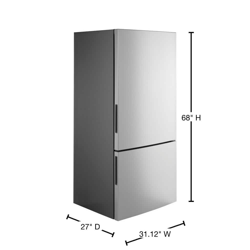 Model:GBE17HYRFS - 17.7 Cu. Ft. Bottom-Freezer Refrigerator with ENERGY STAR Certification - Stainless Steel