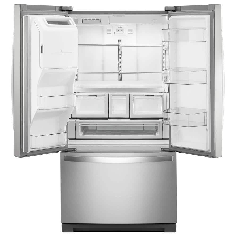 Model #WRF767SDHZ Whirlpool Standard-Depth 26.8-Cu. Feet 3 -Door French Door Refrigerator with Dual Ice Maker with water and Ice dispenser ( Fingerprint Resistant Stainless Steel ) ENERGY STAR Certified
