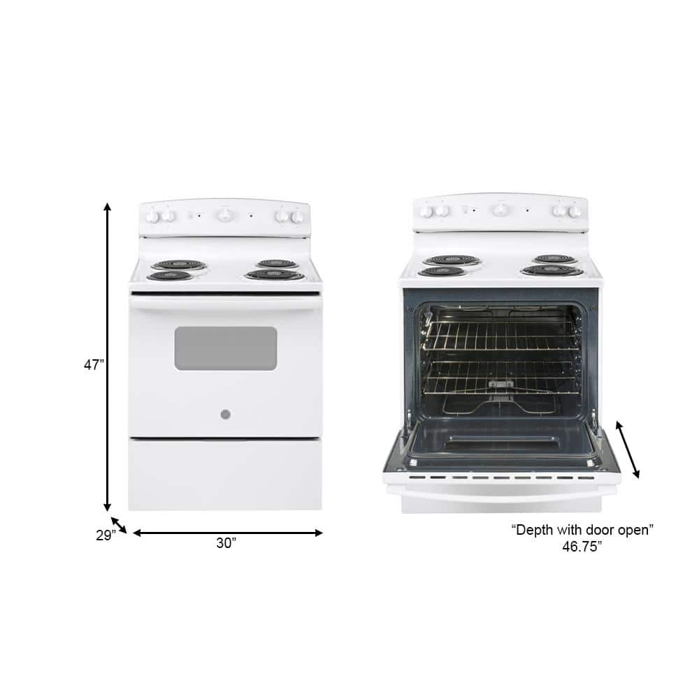 Model JBS160DMWW GE 30-in 4 Elements 5-cu ft Freestanding Electric Range (White)