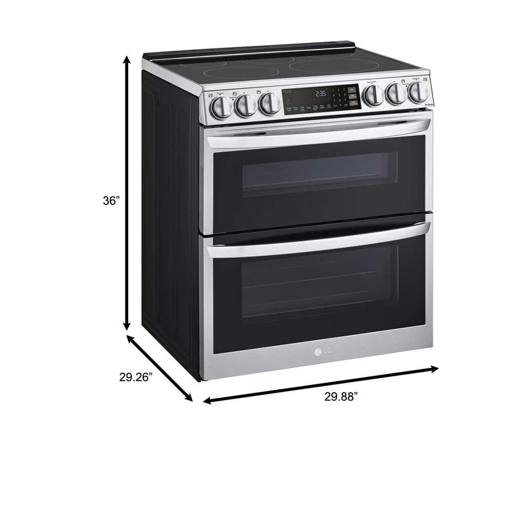 LTEL7337F LG 7.3 cu. ft. Smart Double Oven Slide-In Electric Range with ProBake and InstaView in PrintProof Stainless Steel