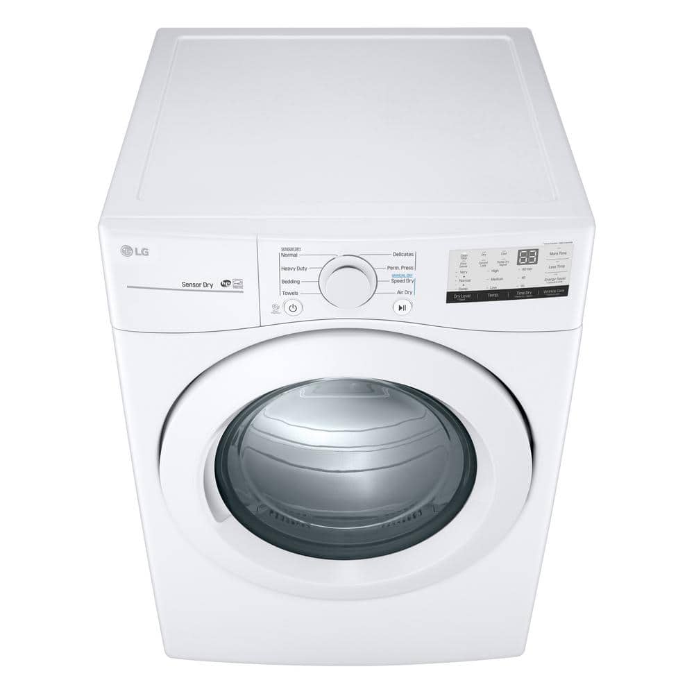 LG 7.4 Cu. Ft. vented Stackable Electric Dryer in White with Sensor Dry