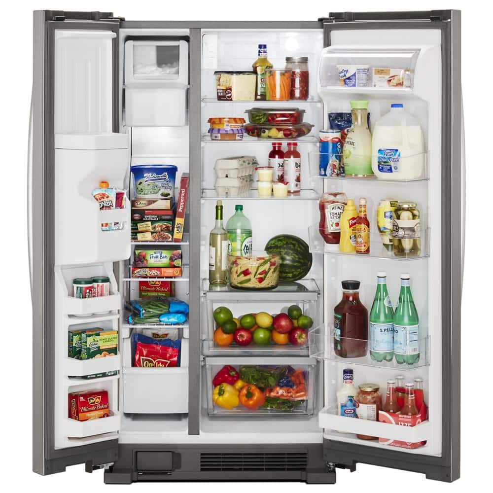 WRS315SDHZ Whirlpool 24.6-cu ft Side-by-Side Refrigerator with Ice Maker, Water and Ice Dispenser (Fingerprint Resistant Stainless Steel)