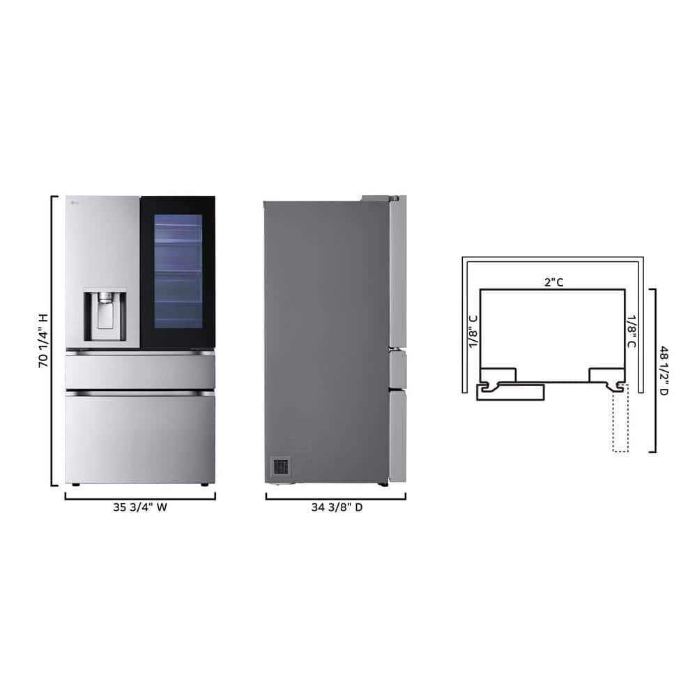 Model #LF29S8365S LG Standard-Depth InstaView MyColor 28.6-Cu. Feet 4 -Door Smart Compatible French Door Refrigerator with Dual Ice Maker with water and Ice dispenser and Door within Door ( PrintProof Stainless Steel ) ENERGY STAR Certified