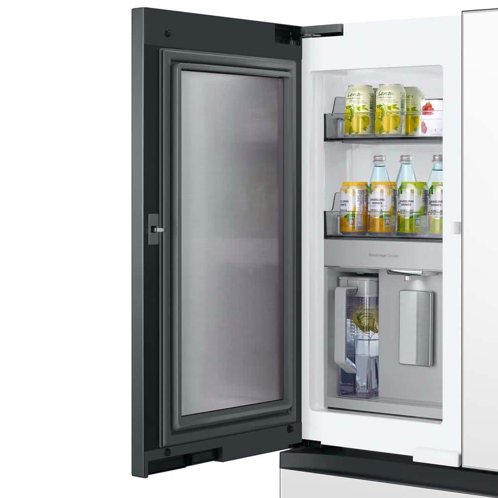 Model #RF29BB890012 Samsung Bespoke Standard-Depth Family Hub 28.6-Cu. Feet 4 -Door Smart Compatible French Door Refrigerator with Dual Ice Maker with water dispenser and Door within Door ( White Glass ) ENERGY STAR Certified