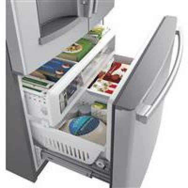 Model #GWE19JYLFSGE Counter-Depth 18.6-Cu. Feet 3 -Door French Door Refrigerator with Ice Maker with water dispenser ( Stainless Steel ) ENERGY STAR Certified