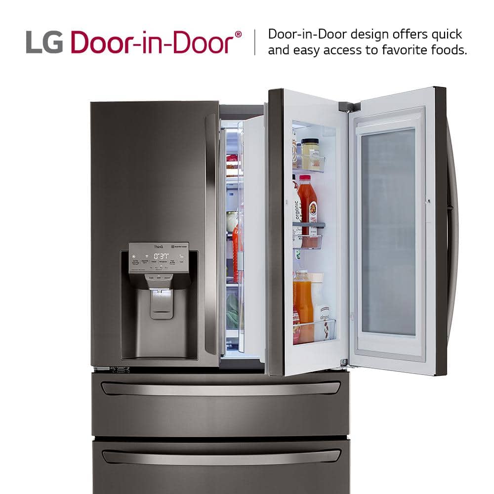 LRMVC2306D LG Counter-Depth Craft Ice 22.5-Cu. Feet 4 -Door Smart Compatible French Door Refrigerator with Dual Ice Maker with water and Ice dispenser and Door within Door ( PrintProof Black Stainless Steel ) ENERGY STAR Certified